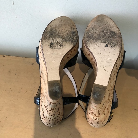Miu Miu Cutout Slingback Cork Wedge Sandal Sz. 37 - Picture 4 of 8